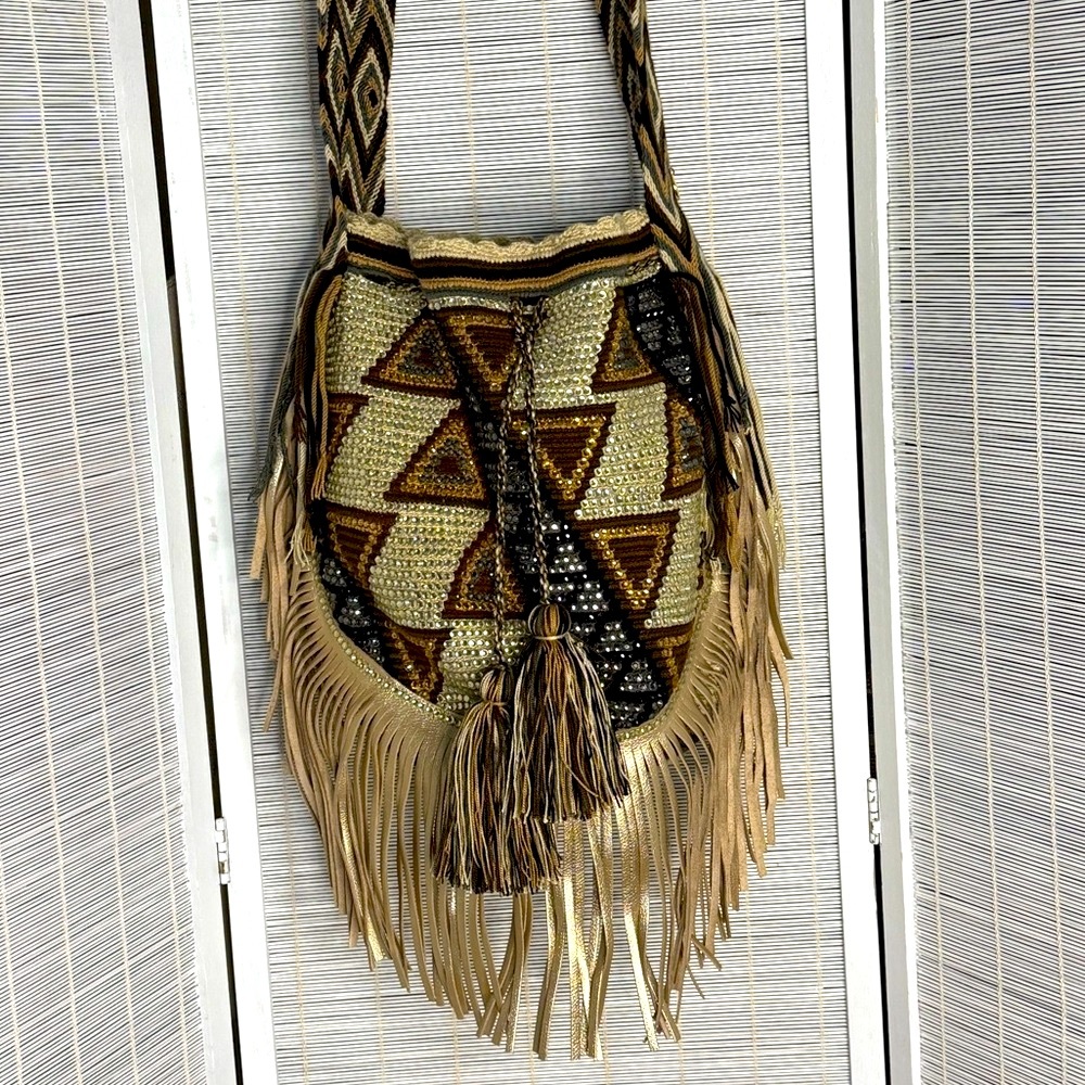 Luxchilas boho long Wayuu luxury Mochila crystal bag